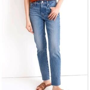 Madewell Medium Wash The Mid-Rise Perfect Vintage Jean Size Raw Hem Size 33